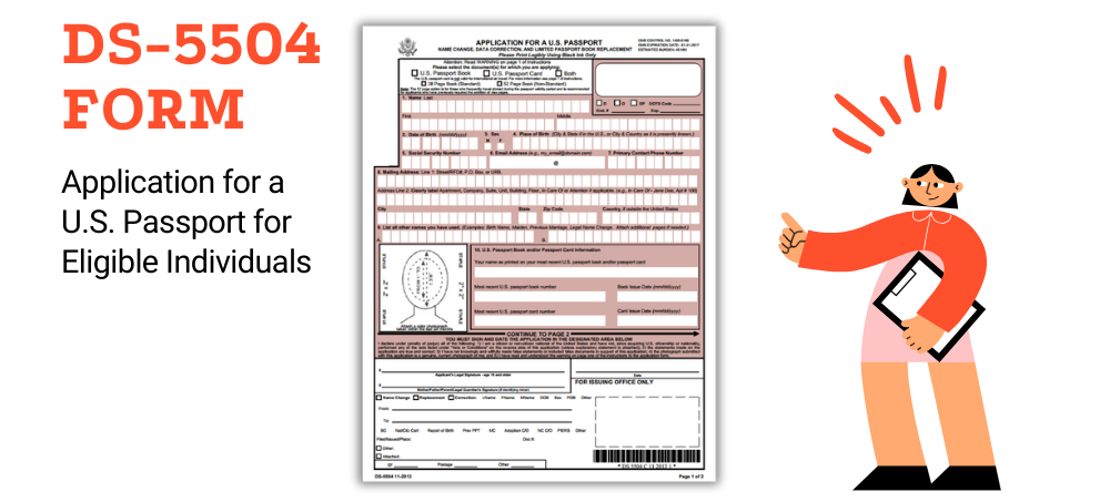 An example of the DS-5504 passport application form for U.S. citizens